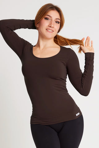 Maglia sportiva tecnica donna Manica Lunga con tecnologia FIR Manica Lunga Snellente Cioccolato 2.0 - FGM04 - Maglie e Top - fgm04