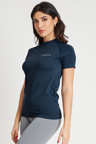 Maglia sportiva tecnica donna Manica corta traspirante antiodore  Run Blu - FGM04 - Linea Ikonic - fgm04