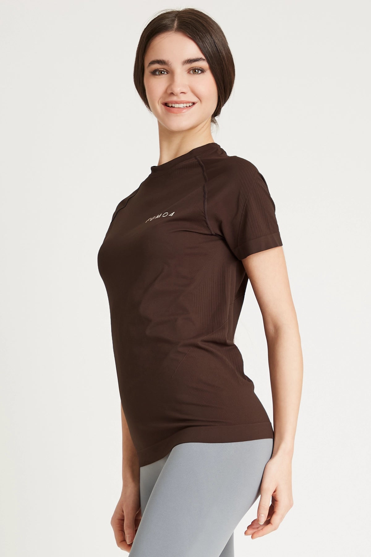 Maglia sportiva tecnica donna Manica corta traspirante antiodore Run Cioccolato - FGM04 - Linea Ikonic - fgm04