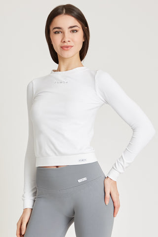 Felpa sportiva tecnica donna Manica Lunga Maglia Slim Bianco - FGM04 - Maglie e Top - fgm04