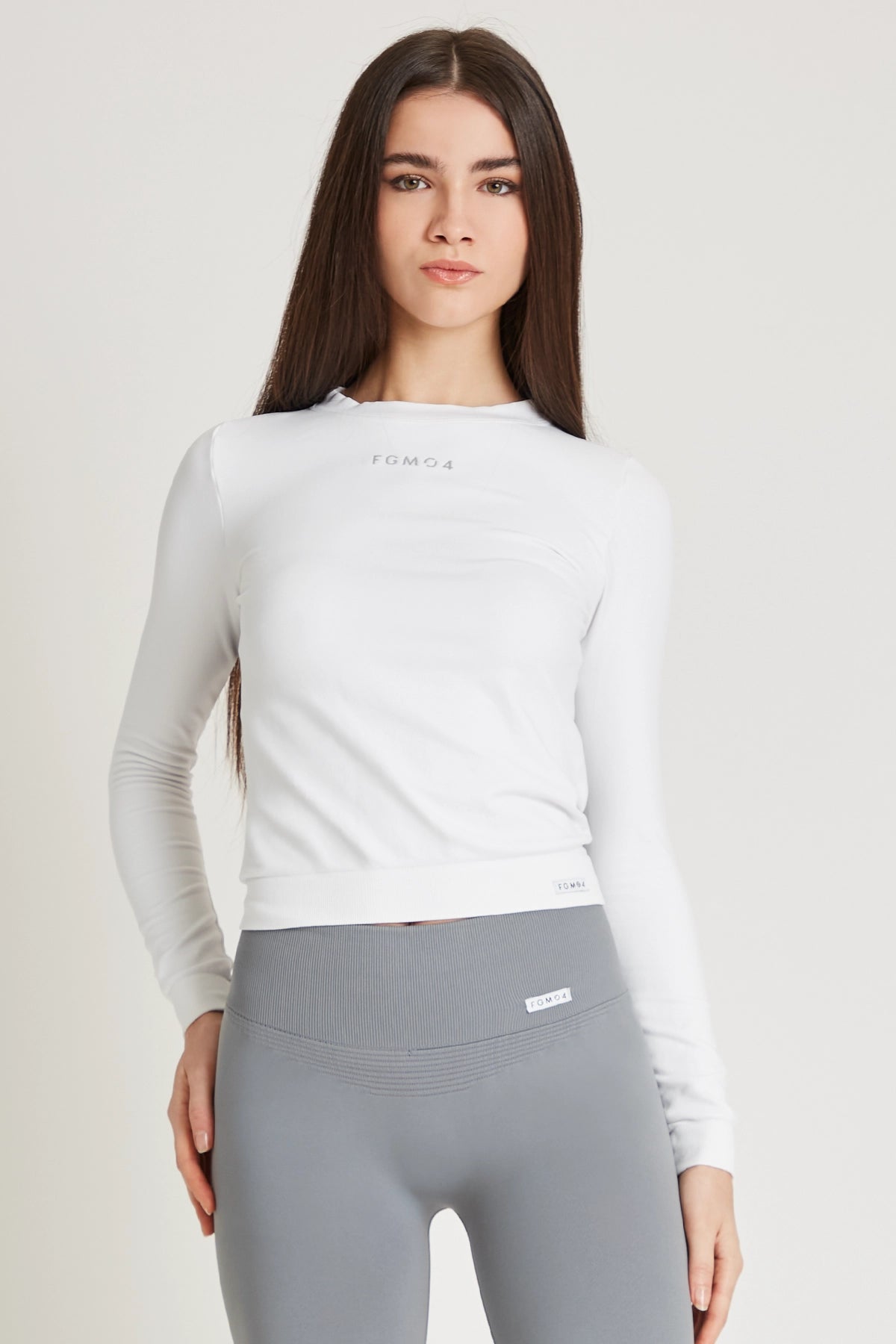 Felpa sportiva tecnica donna Manica Lunga Maglia Slim Bianco - FGM04 - Maglie e Top - fgm04