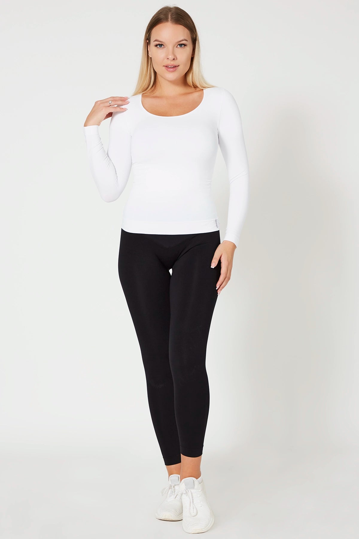 Maglia sportiva tecnica donna Manica Lunga con tecnologia FIR Snellente Bianco 2.0 - FGM04 - Maglie e Top - fgm04