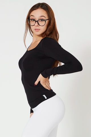 Maglia sportiva tecnica donna Manica Lunga con tecnologia FIR Snellente Nero 2.0 - FGM04 - Maglie e Top - fgm04