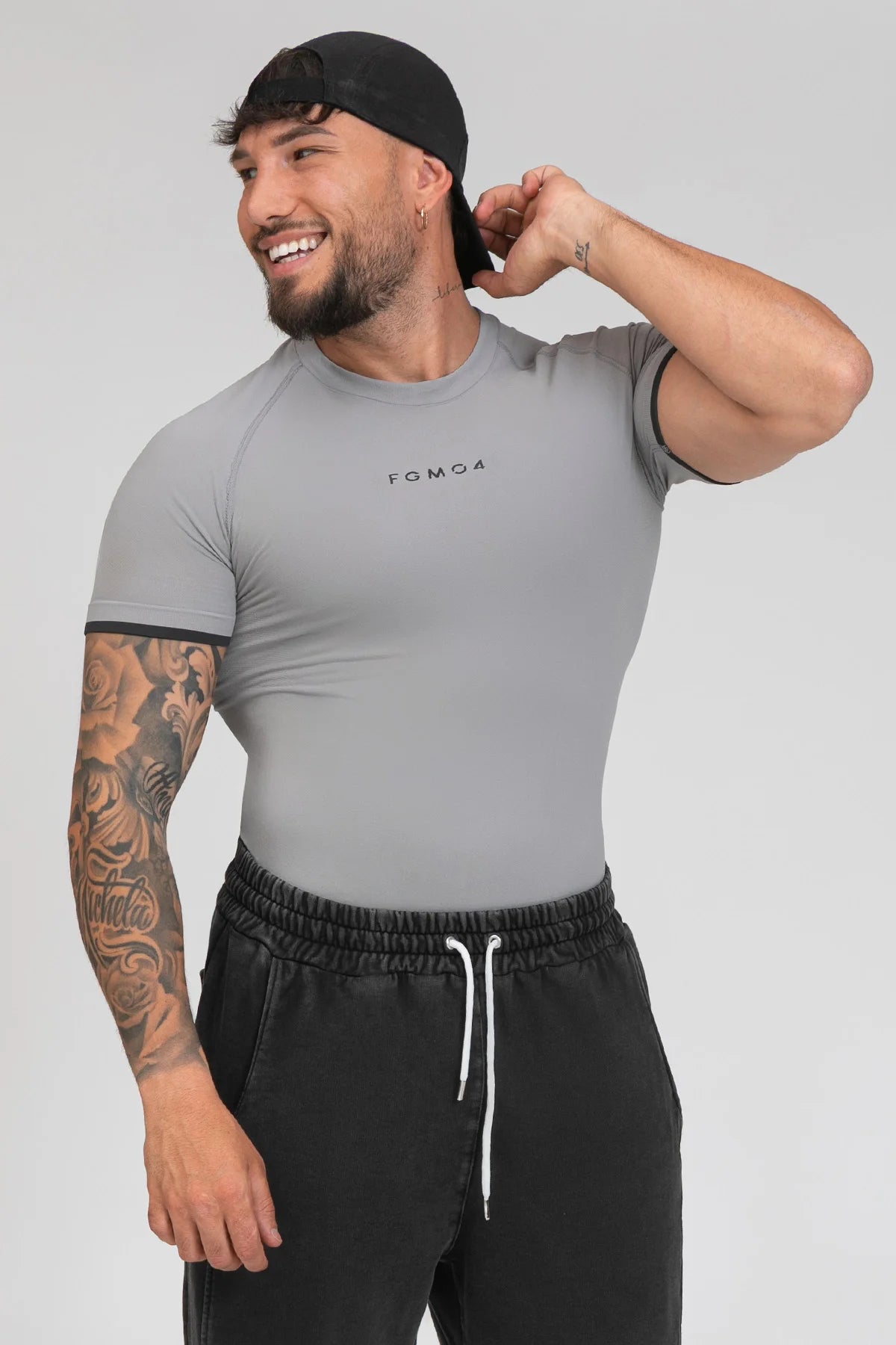 Maglia sportiva tecnica uomo Manica corta traspirante antiodore T-Shirt Dry Grigio Silver - FGM04 - Linea Ikonic Uomo - fgm04