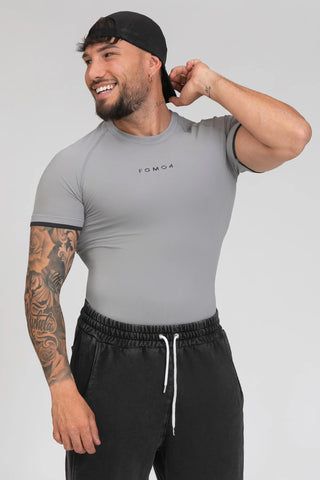 Maglia sportiva tecnica uomo Manica corta traspirante antiodore T-Shirt Dry Grigio Silver - FGM04 - Linea Ikonic Uomo - fgm04