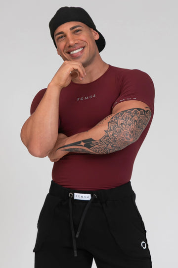 Maglia sportiva tecnica uomo Manica corta con tecnologia FIR Fgm04 2.0 Sport Unisex Merlot - FGM04 - Linea Ikonic Uomo - fgm04