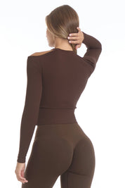 Maglia Nyx Spalle Scoperte Cioccolato