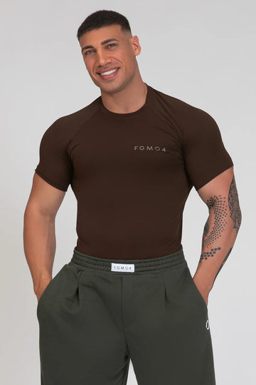 Maglia sportiva tecnica Manica corta traspirante antiodore Run Cioccolato Uomo - FGM04 - Linea Ikonic Uomo - fgm04