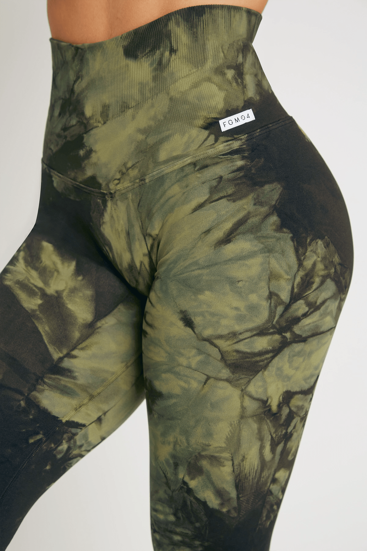 Leggings sportivi con tecnologia FIR push up con arricciatura Tie-die batik Maltinto Verde Purgatorio - FGM04 - LEGGINGS ANTICELLULITE - fgm04