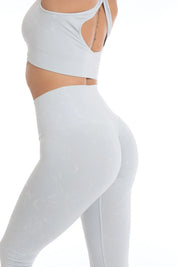 Leggings Push Up Marmo Grigio Perla - FGM04 - LEGGINGS ANTICELLULITE - fgm04