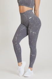 Leginsy Push Up Marmurowo-Szare