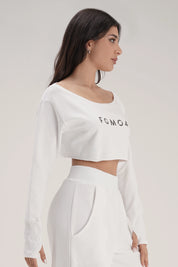 Felpa Mini Crop Ikonic SS24 Bianco - FGM04