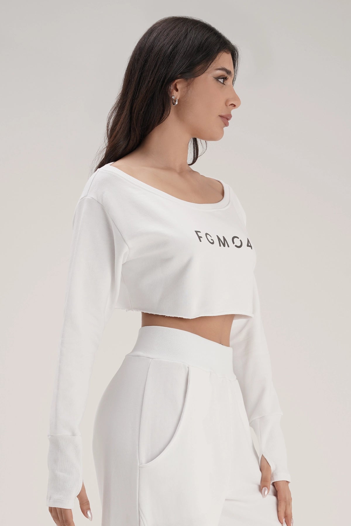 tuta sportiva in cotone oversize cropped Felpa Mini Crop Ikonic FW 24/25 Bianco - FGM04 - Linea Ikonic - fgm04