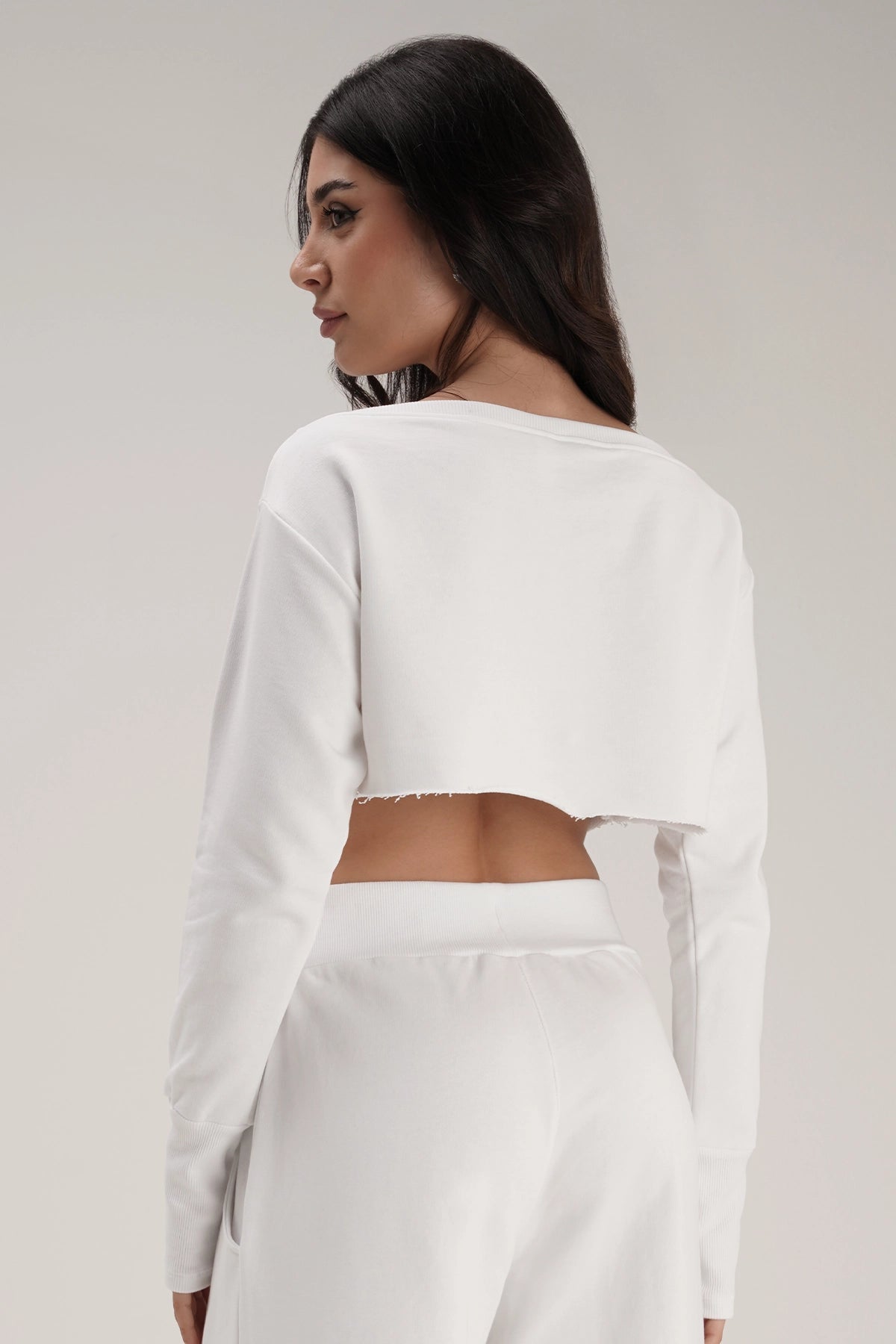 tuta sportiva in cotone oversize cropped Felpa Mini Crop Ikonic FW 24/25 Bianco - FGM04 - Linea Ikonic - fgm04