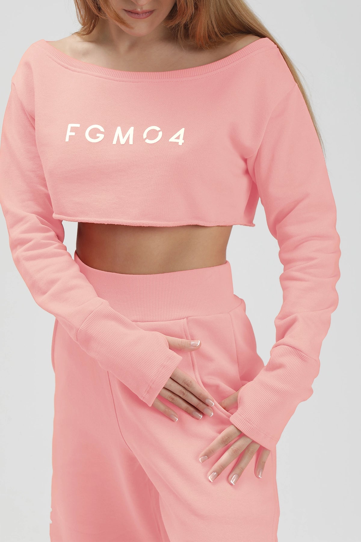tuta sportiva in cotone oversize cropped Felpa Mini Crop Ikonic FW 24/25 Rosa Chiaro - FGM04 - Linea Ikonic - fgm04
