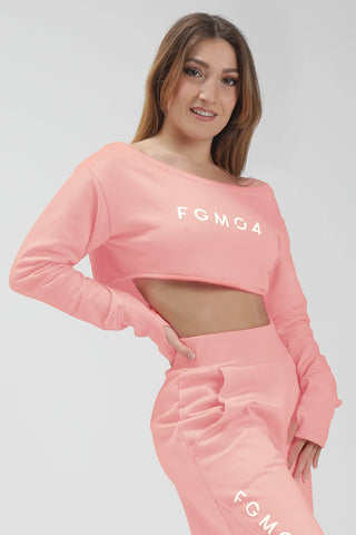 tuta sportiva in cotone oversize cropped Felpa Mini Crop Ikonic FW 24/25 Rosa Chiaro - FGM04 - Linea Ikonic - fgm04