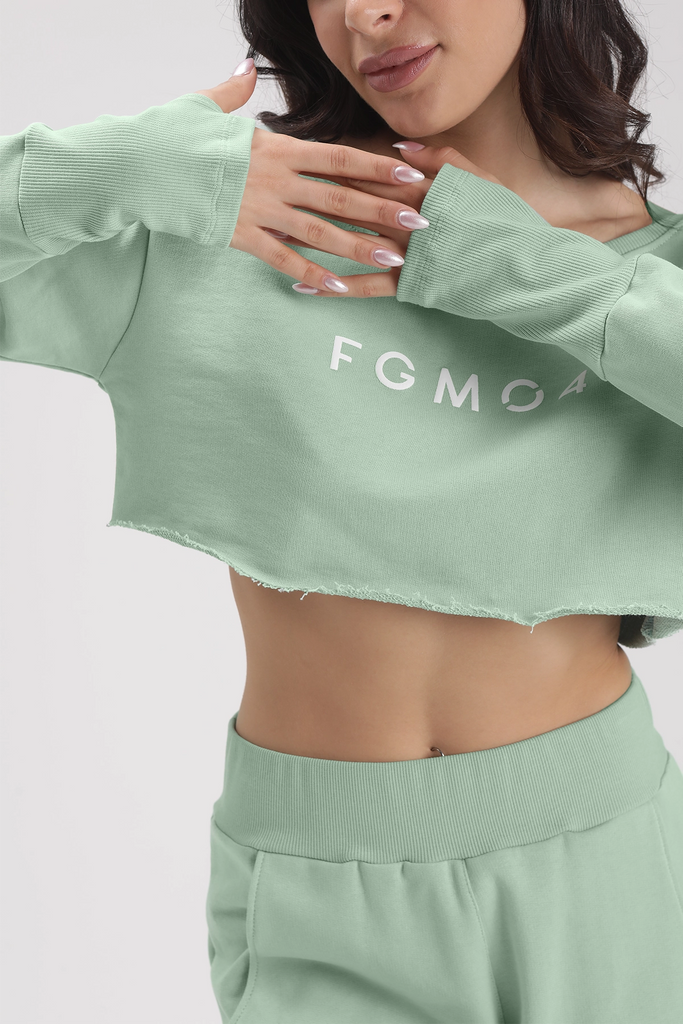 Felpa Mini Crop Ikonic SS24 Verde Menta - FGM04