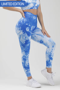 Leggings Push Up Maltinto Olimpo Azzurro Bianco