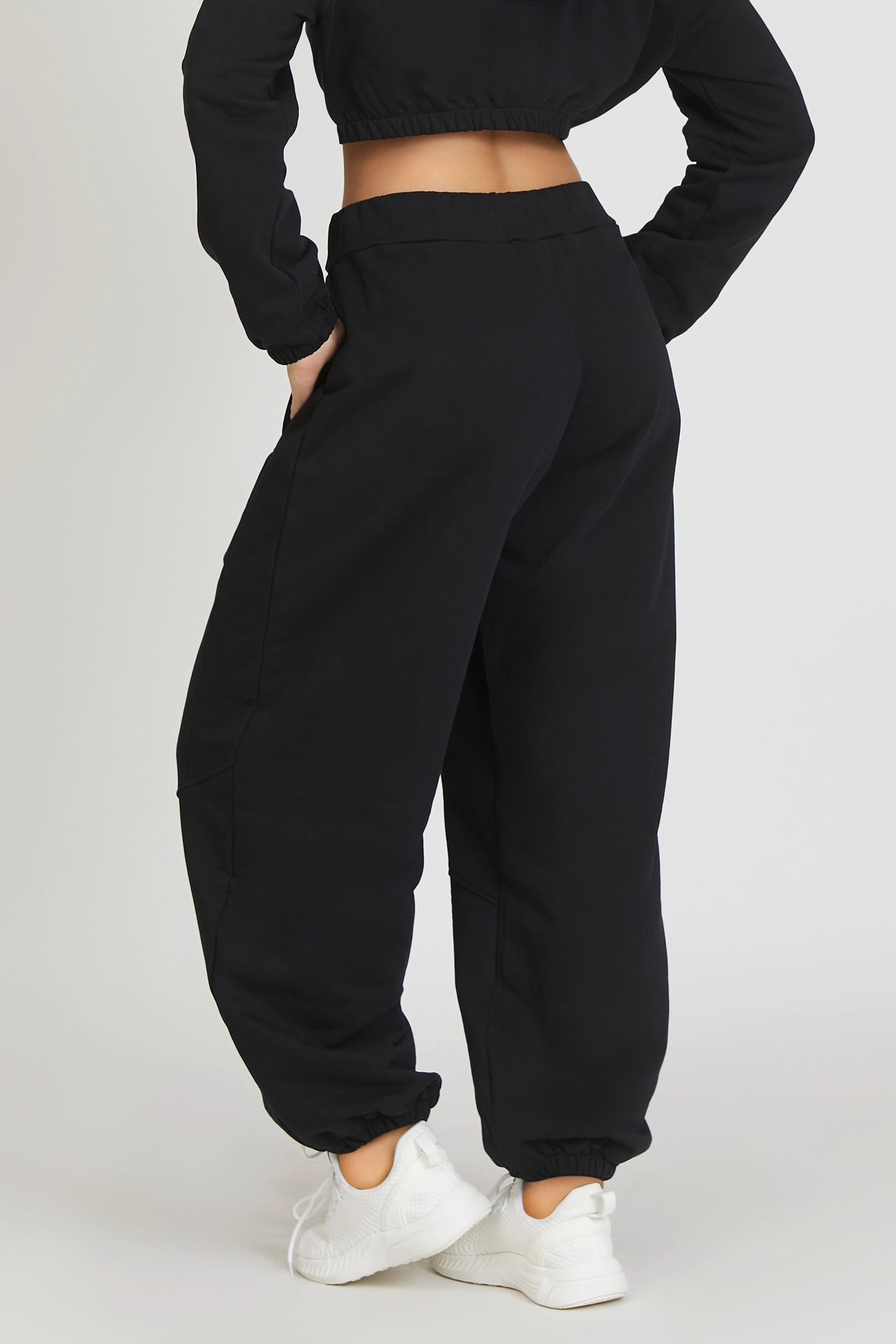 Pantaloni della tuta sportivi donna in cotone baggy Pantalone Jogger Oversize Jasmine Donna Nero - FGM04 - Linea Ikonic - fgm04