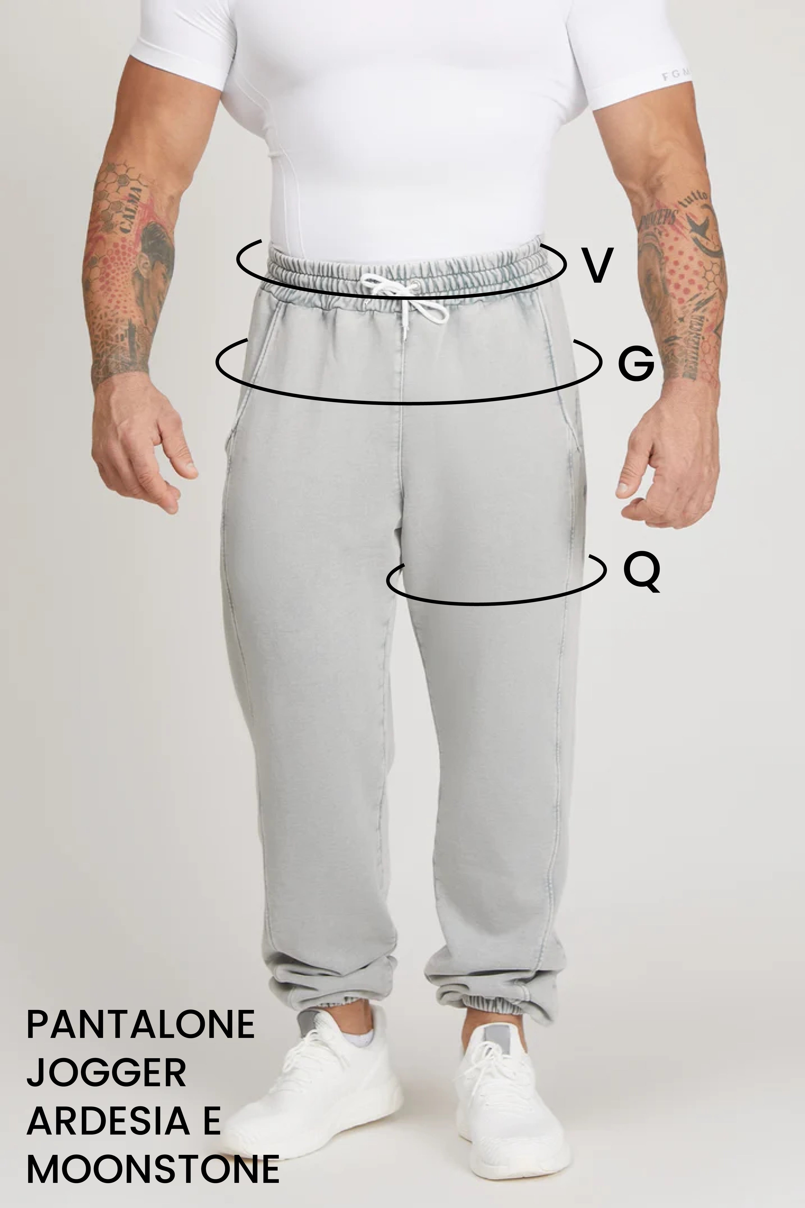 Guida alle taglie: pantalone jogger uomo moonstone e ardesia