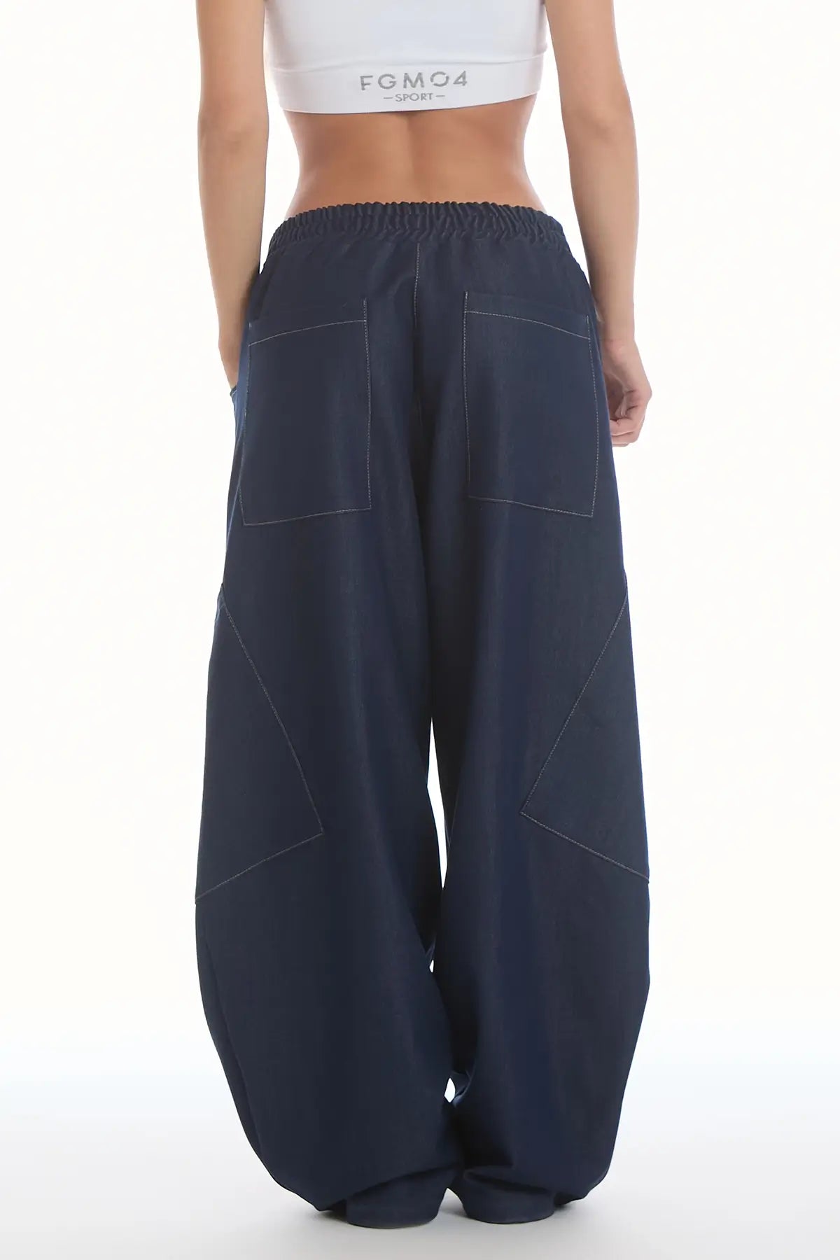 Pantalone Cargo Balloon Jeans Blu
