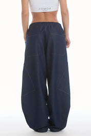 Pantalone Cargo Balloon Jeans Blu