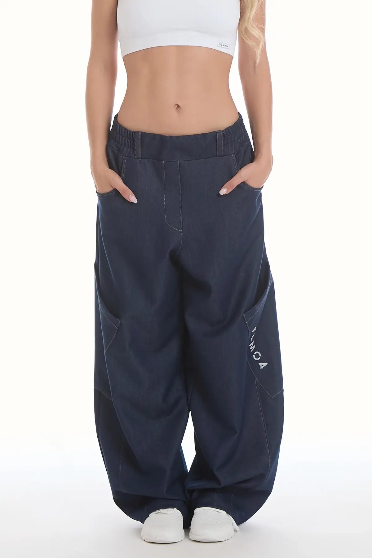 Pantalone Cargo Balloon Jeans Blu