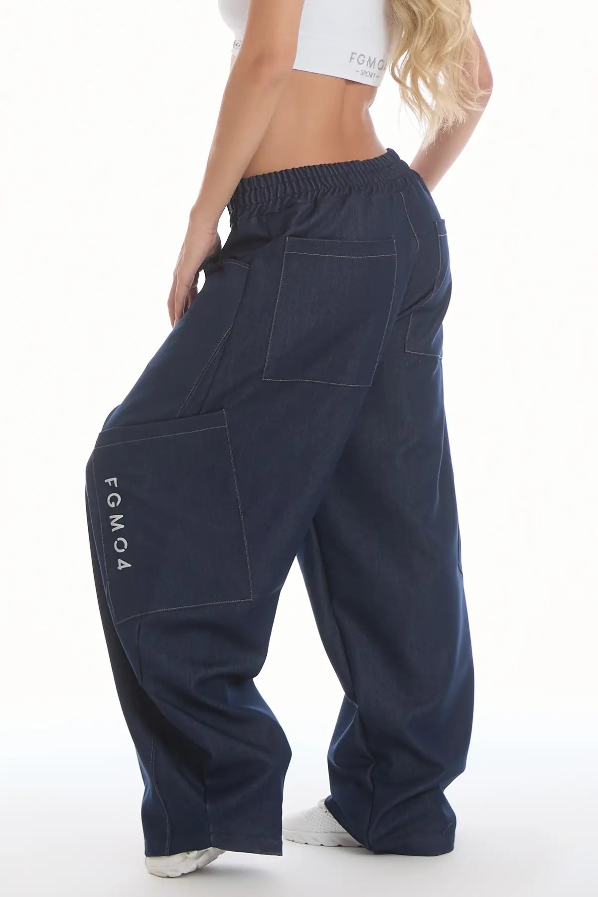 Pantalone Cargo Balloon Jeans Blu