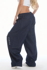 Pantalone Cargo Balloon Jeans Blu