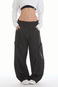 Balloon Cargo Pants FGM04 Black Jeans