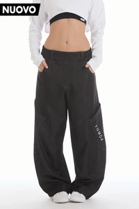 Pantalone Cargo Balloon Jeans Nero