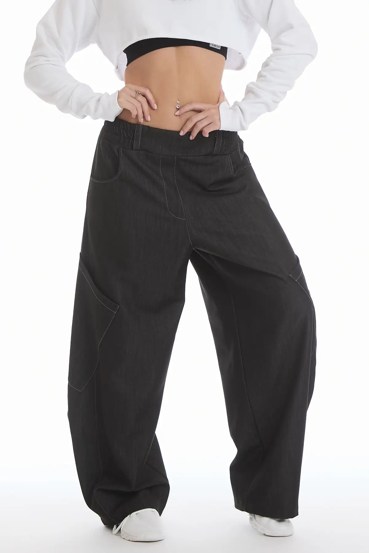 Pantalone Cargo Balloon Jeans Nero