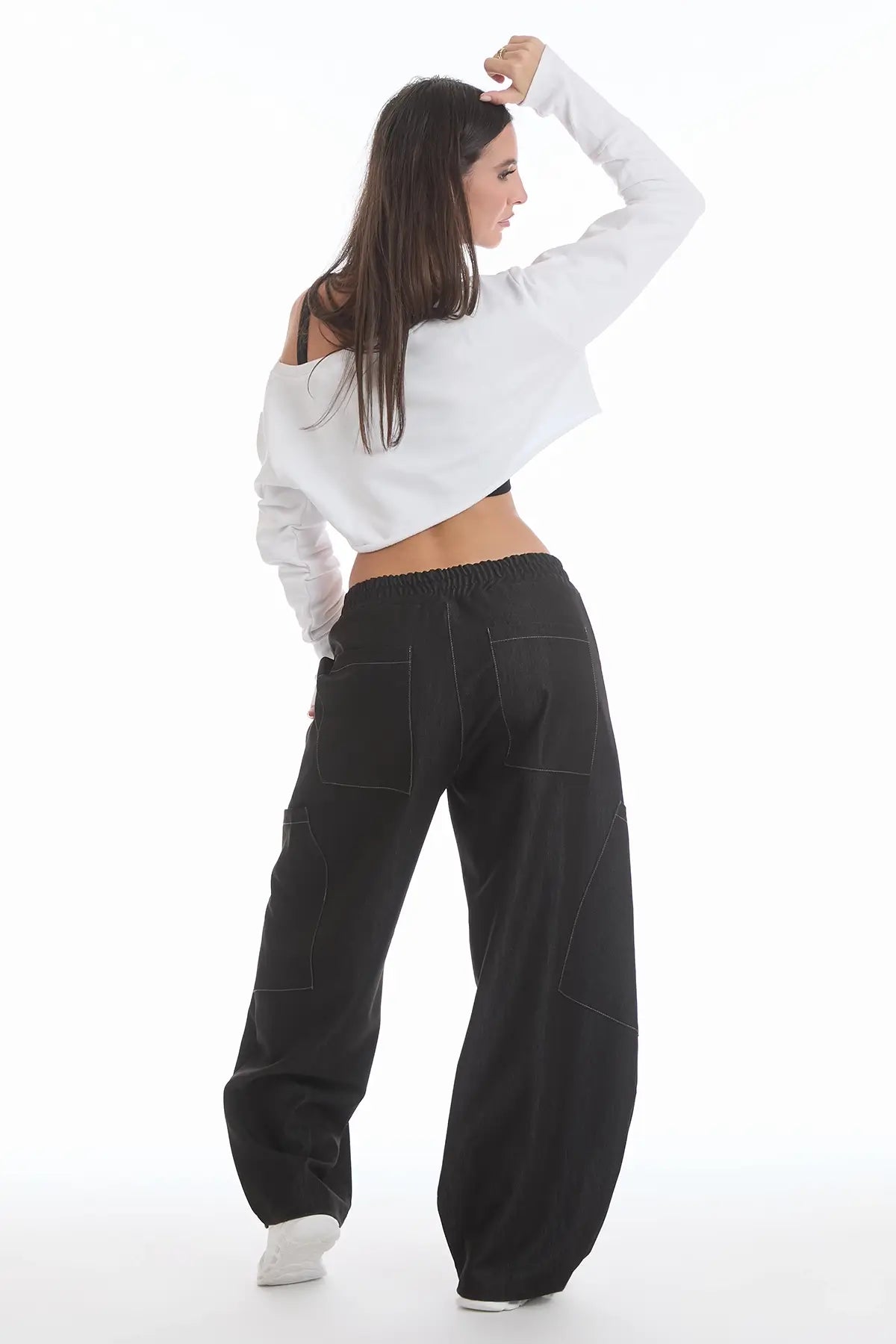 Pantalone Cargo Balloon Jeans Nero