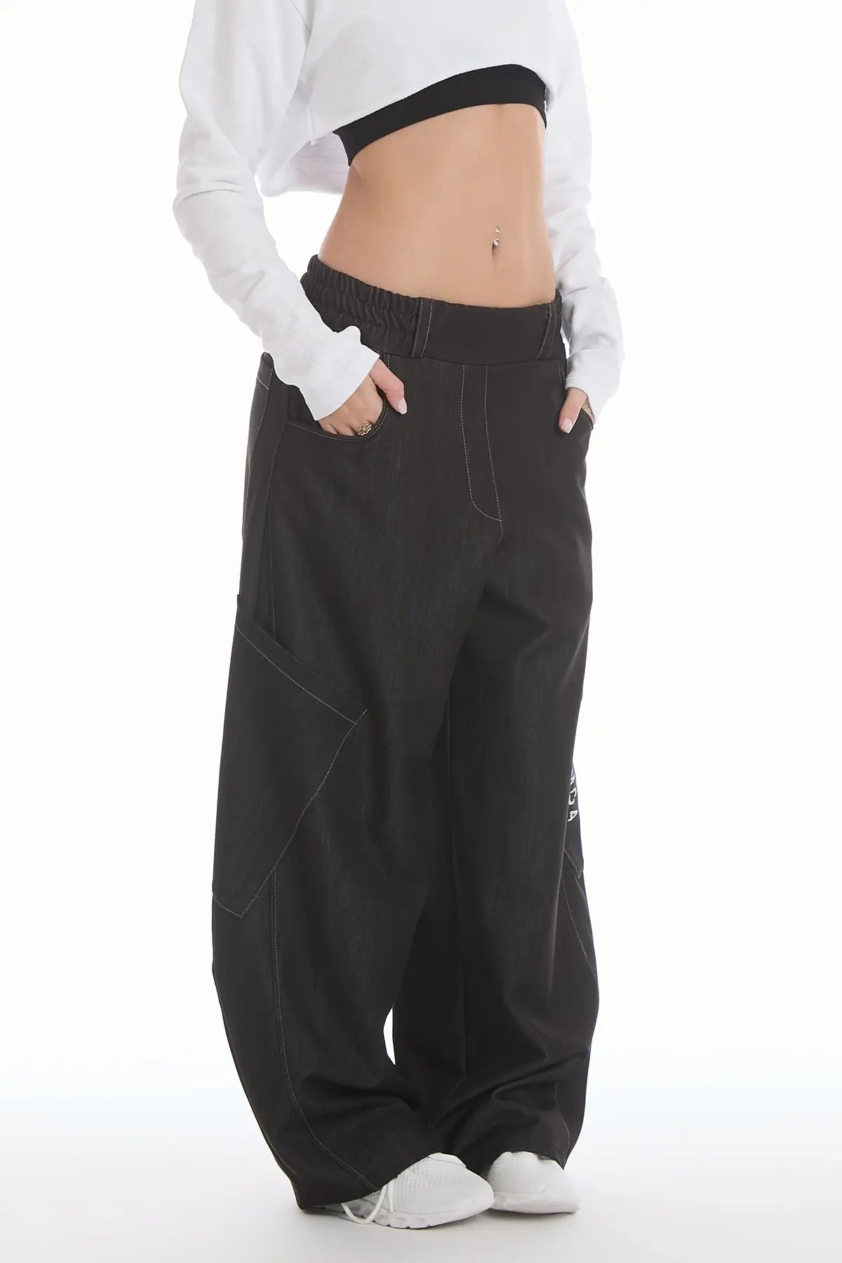 Pantalone Cargo Balloon Jeans Nero