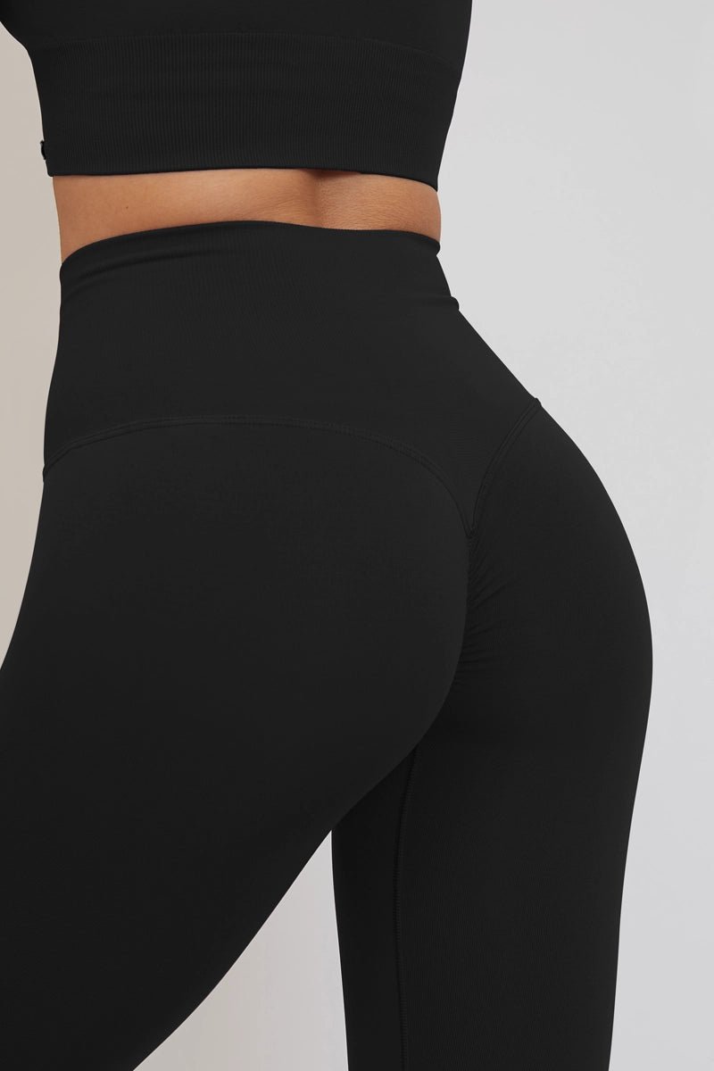 Pinocchietti sportivi con tecnologia FIR push up con arricciatura All - Up Nero - FGM04 - LEGGINGS ANTICELLULITE - fgm04