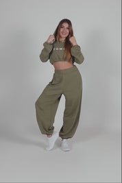 Jasmine Off Shoulder Crop Sweatshirt Women Sage Green