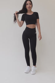 CALIPSO Black Ribbed Push Up Leggings