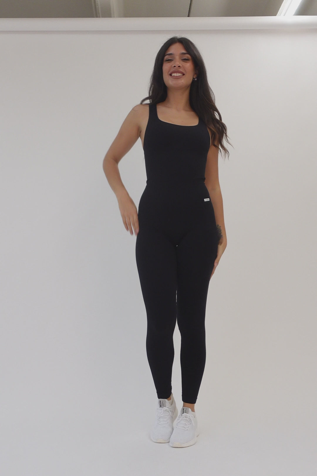 Jumpsuit Lunga Clio Spalla Larga Nero