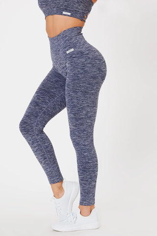 Leggings sportivi con tecnologia FIR push up con arricciatura mélange Pulsar Blu Notte - FGM04 - LEGGINGS ANTICELLULITE - fgm04