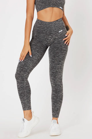 Leggings sportivi con tecnologia FIR push up con arricciatura mélange Pulsar Nero - FGM04 - LEGGINGS ANTICELLULITE - fgm04