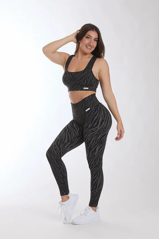 Completo Onyx Zefira Nero Grigio (Top + Leggings)