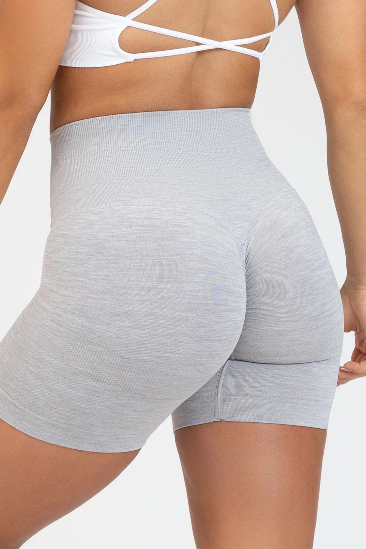 Shorts sportivi con tecnologia FIR push up con arricciatura mélange Pulsar Grigio - FGM04 - LEGGINGS ANTICELLULITE - fgm04