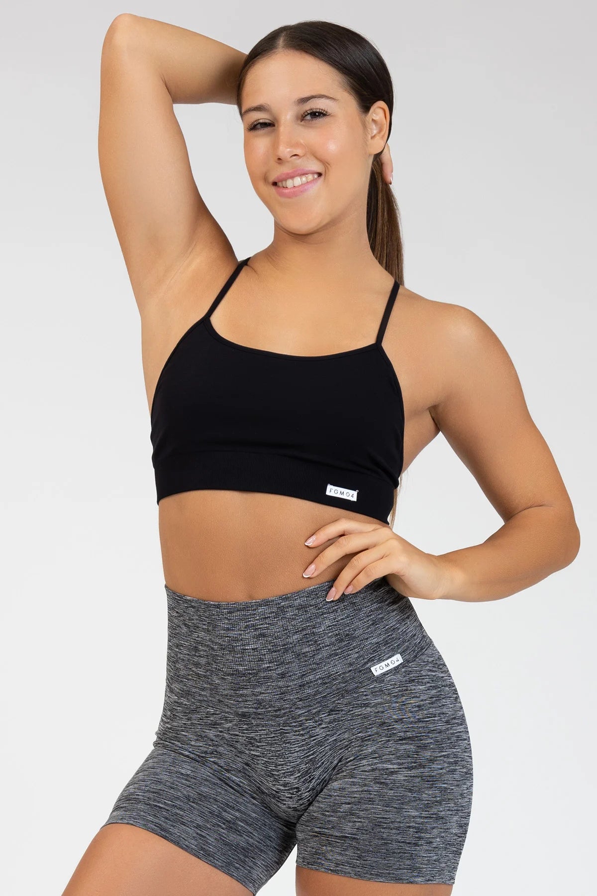 Top sportivo con spalline sottili incrociato a schiena scoperta Angel Nero - FGM04 - Maglie e Top - fgm04