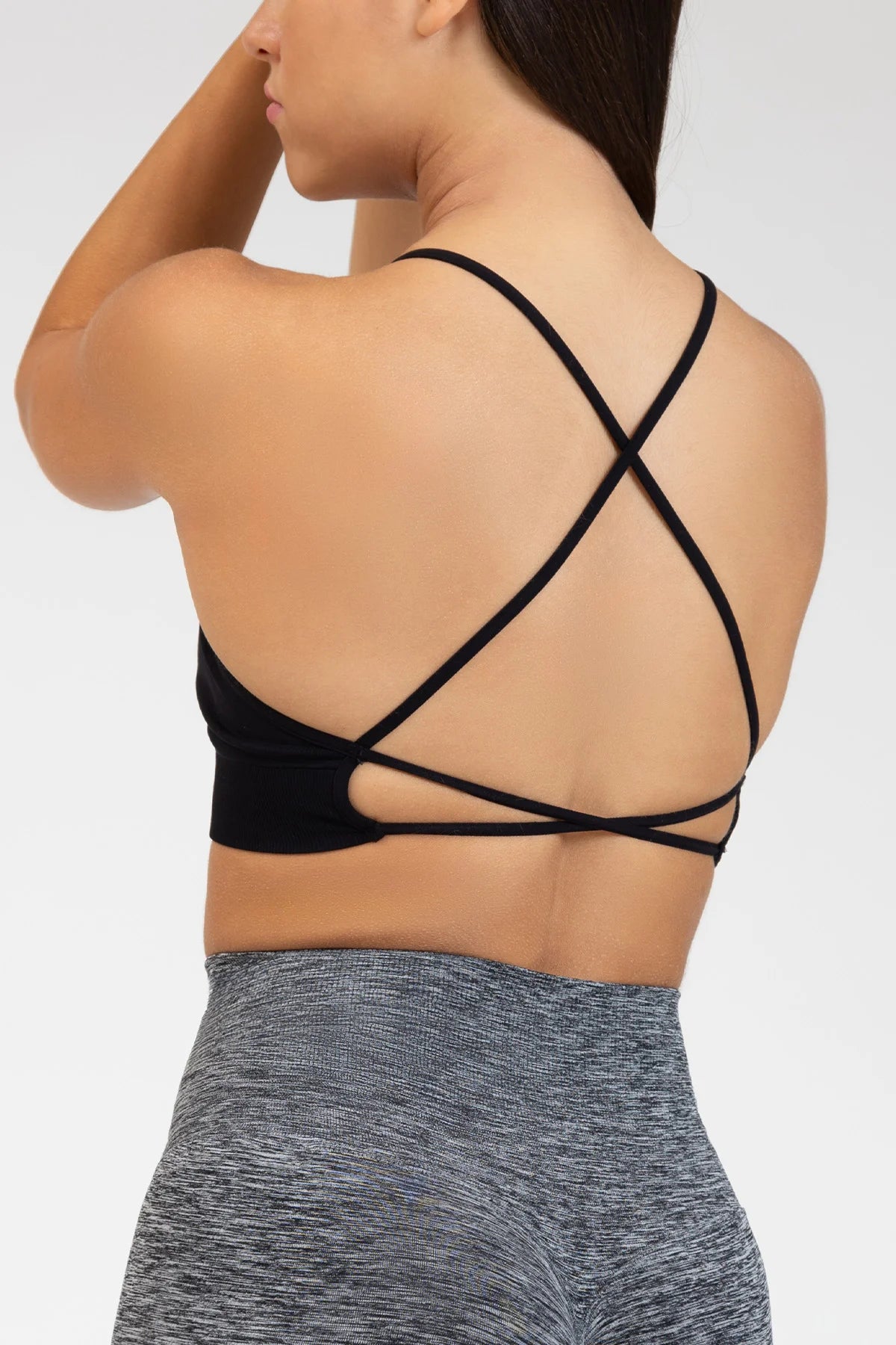 Top sportivo con spalline sottili incrociato a schiena scoperta Angel Nero - FGM04 - Maglie e Top - fgm04