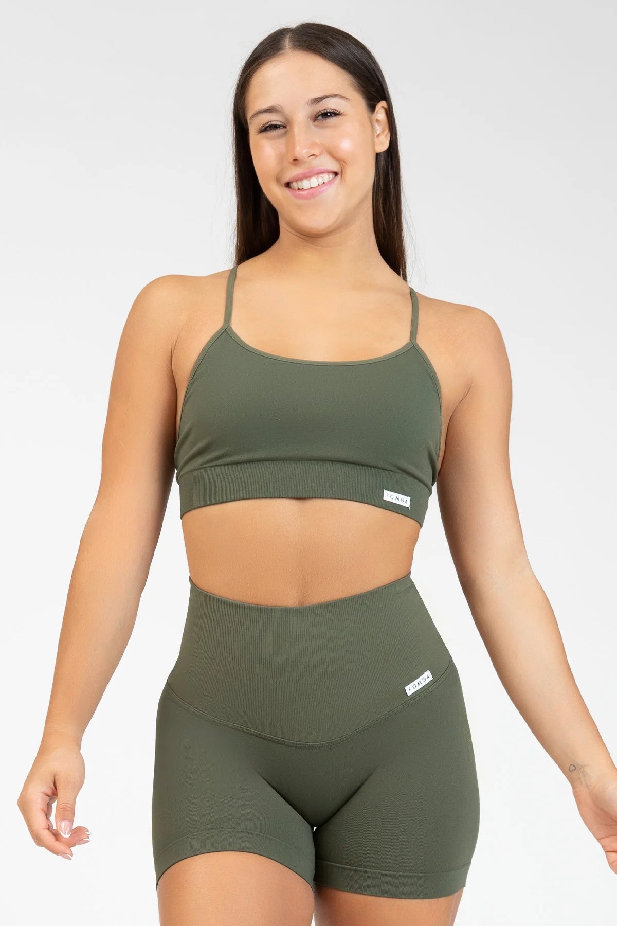 Top sportivo con spalline sottili incrociato a schiena scoperta Angel Verde Militare - FGM04 - Maglie e Top - fgm04