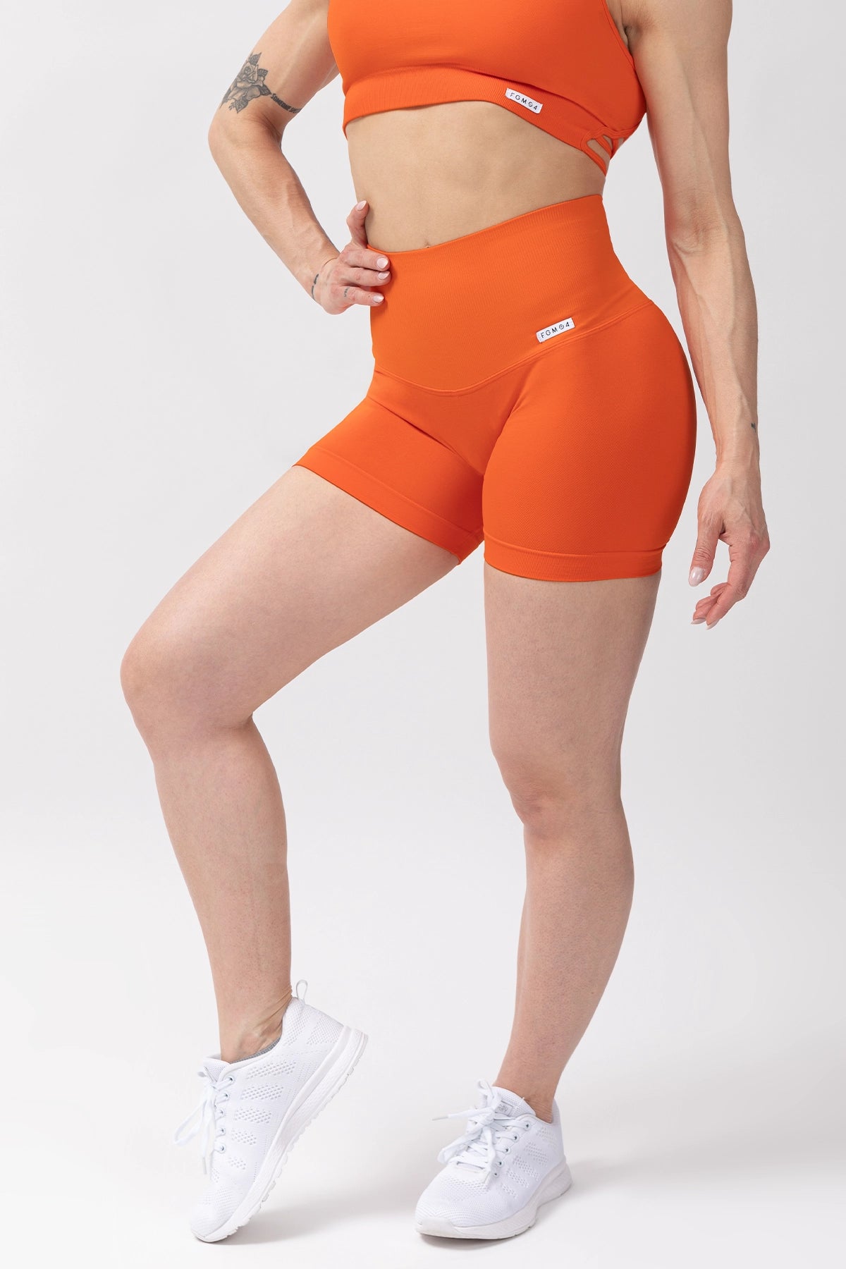 Shorts sportivi con tecnologia FIR push up con arricciatura All - Up Arancione - FGM04 - LEGGINGS ANTICELLULITE - fgm04