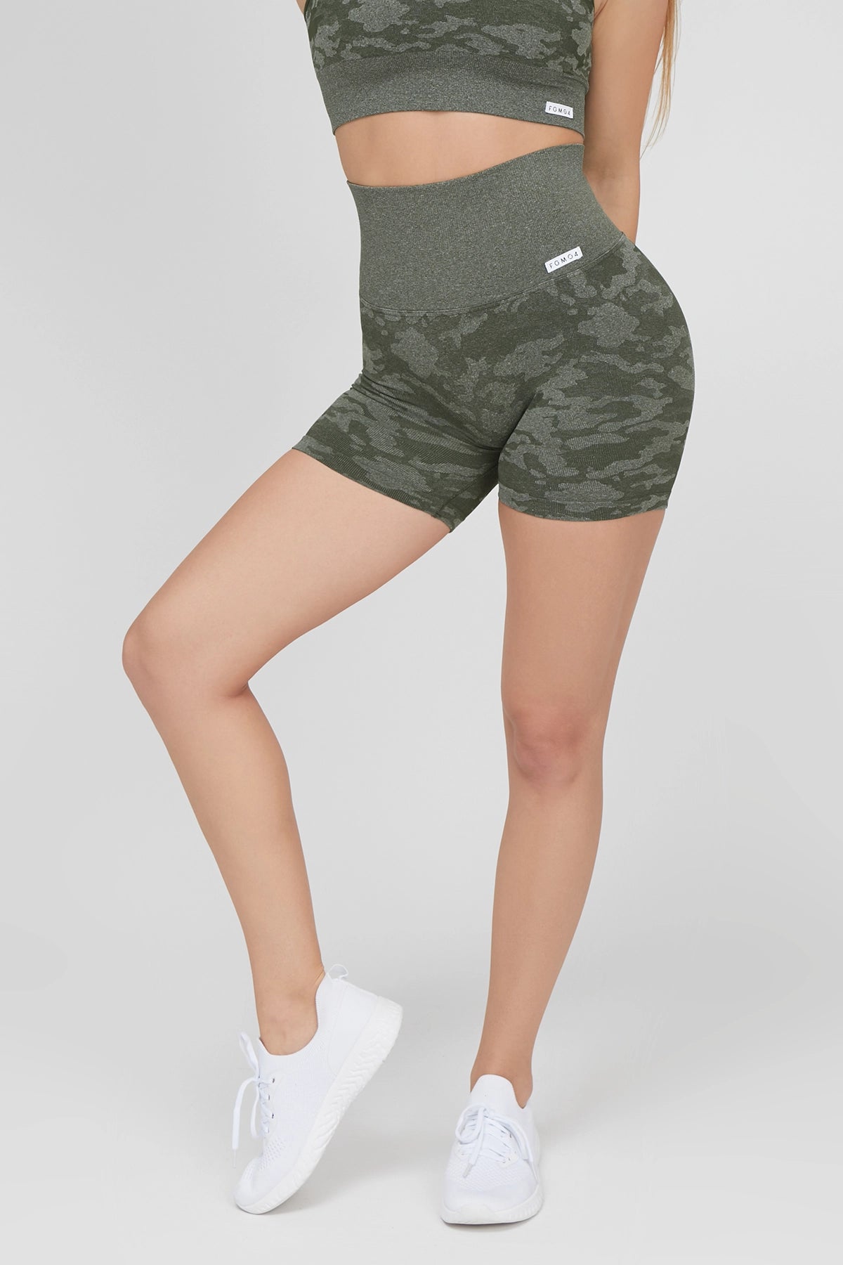 Shorts sportivi con tecnologia FIR push up con arricciatura Mimetico Verde Militare Ecofir - FGM04 - LEGGINGS ANTICELLULITE - fgm04