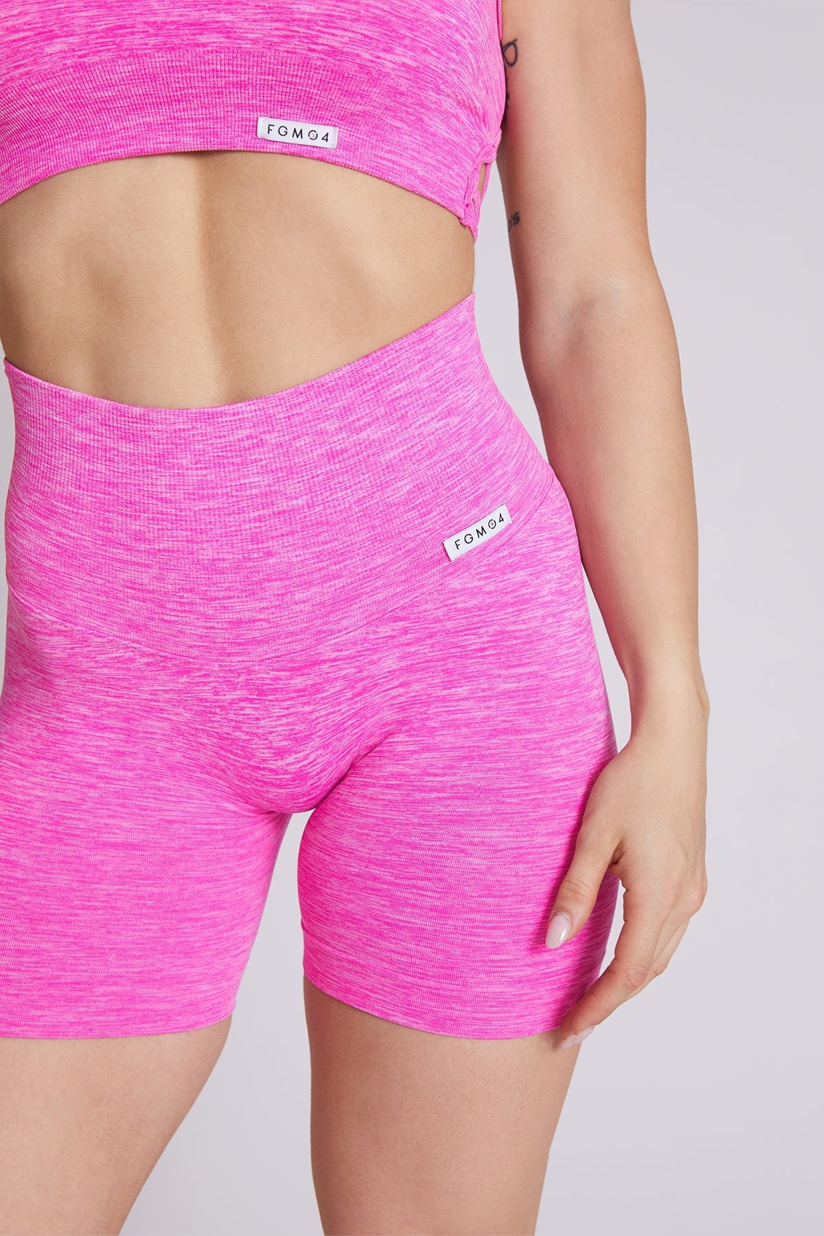 Shorts sportivi con tecnologia FIR push up con arricciatura mélange Pulsar Fuxia - FGM04 - LEGGINGS ANTICELLULITE - fgm04