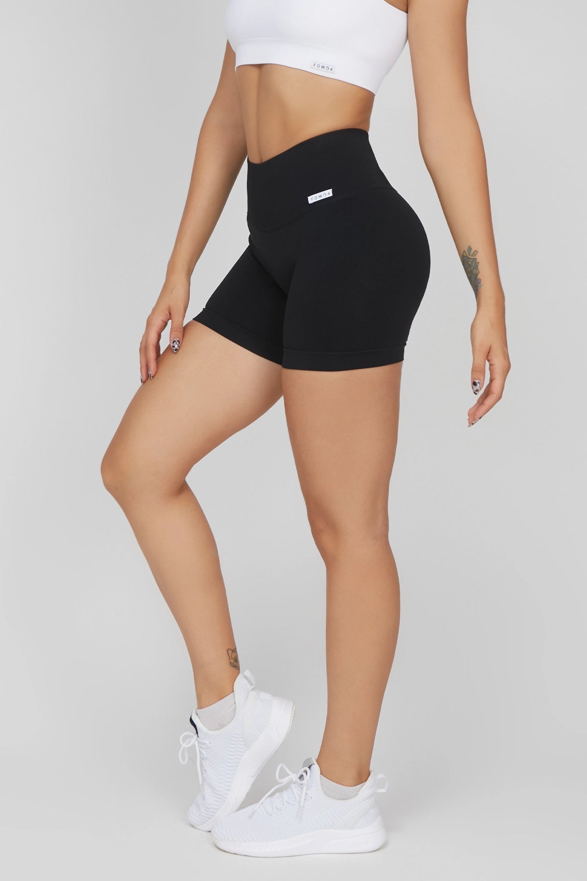 Shorts sportivi con tecnologia FIR soft push up senza arricciatura Shape - Up 2.0 Nero Pancia Piatta - FGM04 - LEGGINGS ANTICELLULITE - fgm04