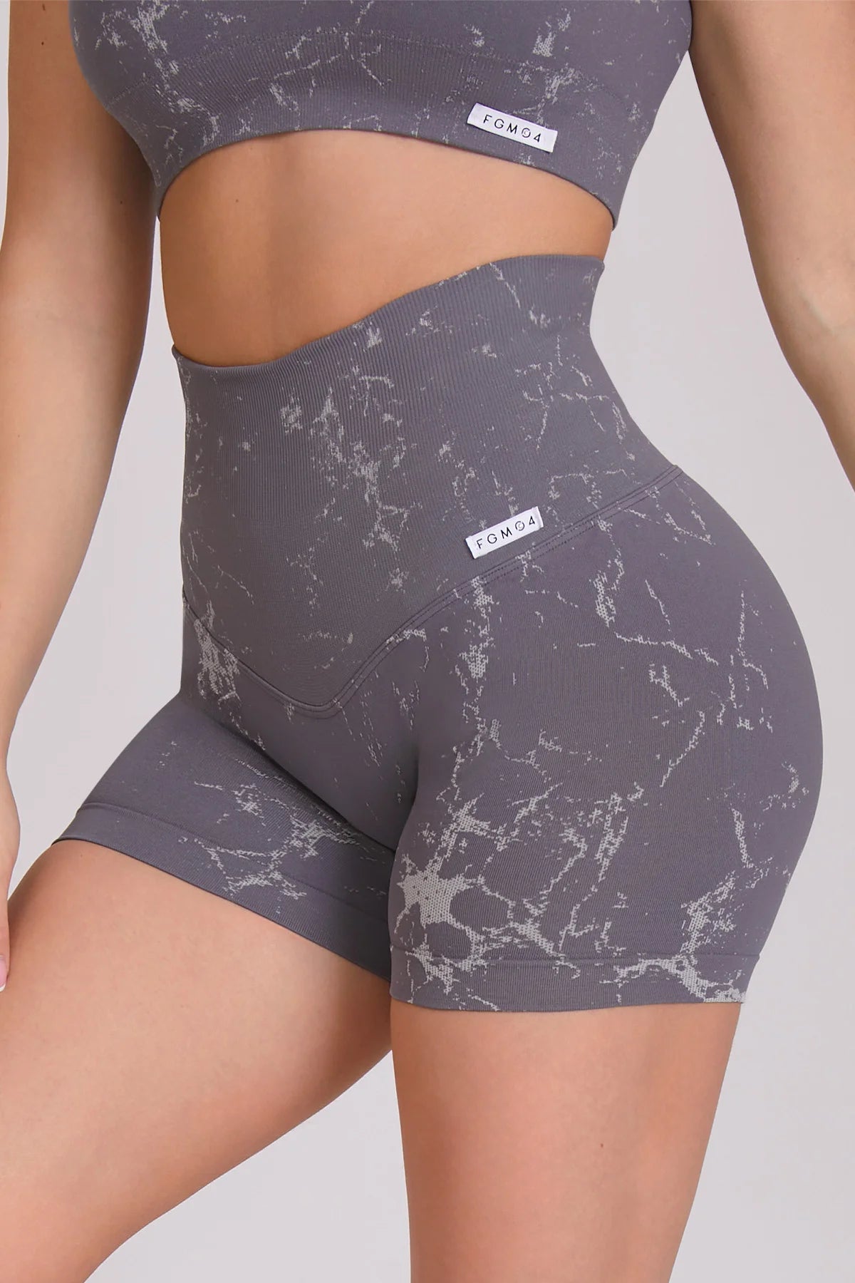 Leggings sportivi con tecnologia FIR push up con arricciatura Marmo Grigio - FGM04 - LEGGINGS ANTICELLULITE - fgm04